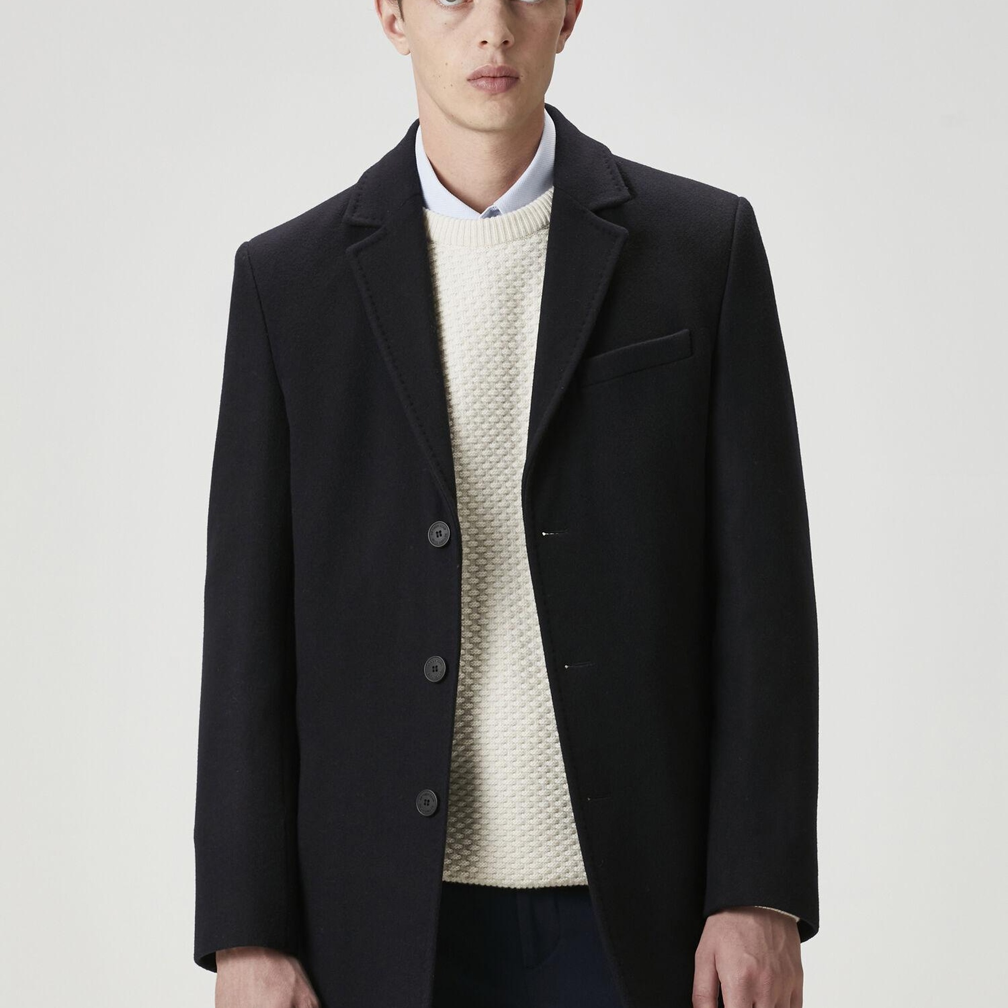 Beymen Club Erkek Lacivert Yün Kaşe Palto