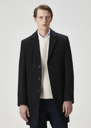  Beymen Club Erkek Lacivert Yün Kaşe Palto