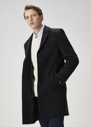  Beymen Club Erkek Lacivert Yün Kaşe Palto