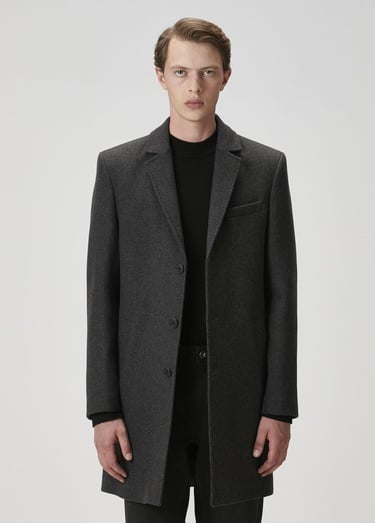  Beymen Club Erkek Antrasit İtalyan Yün Kaşe Palto