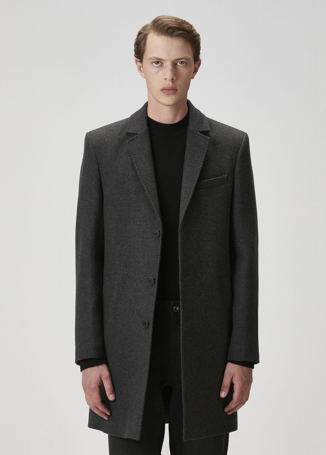  Beymen Club Erkek Antrasit İtalyan Yün Kaşe Palto