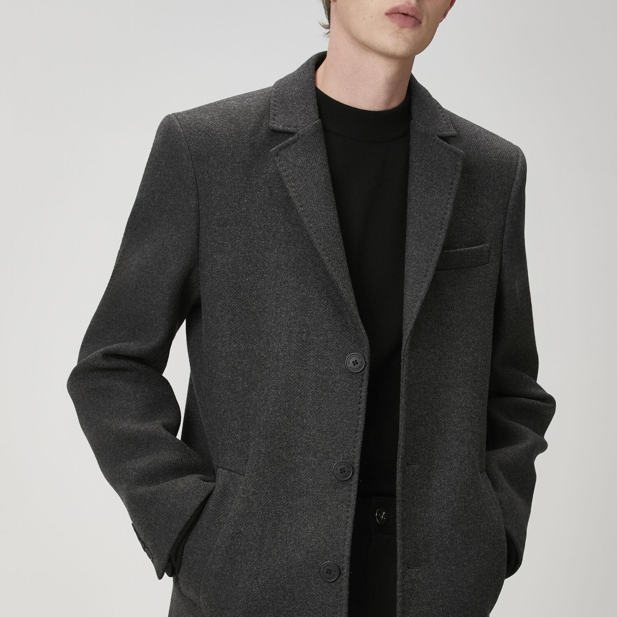 Beymen Club Erkek Antrasit İtalyan Yün Kaşe Palto