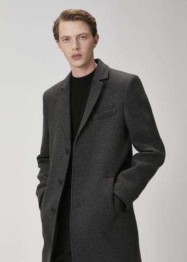  Beymen Club Erkek Antrasit İtalyan Yün Kaşe Palto