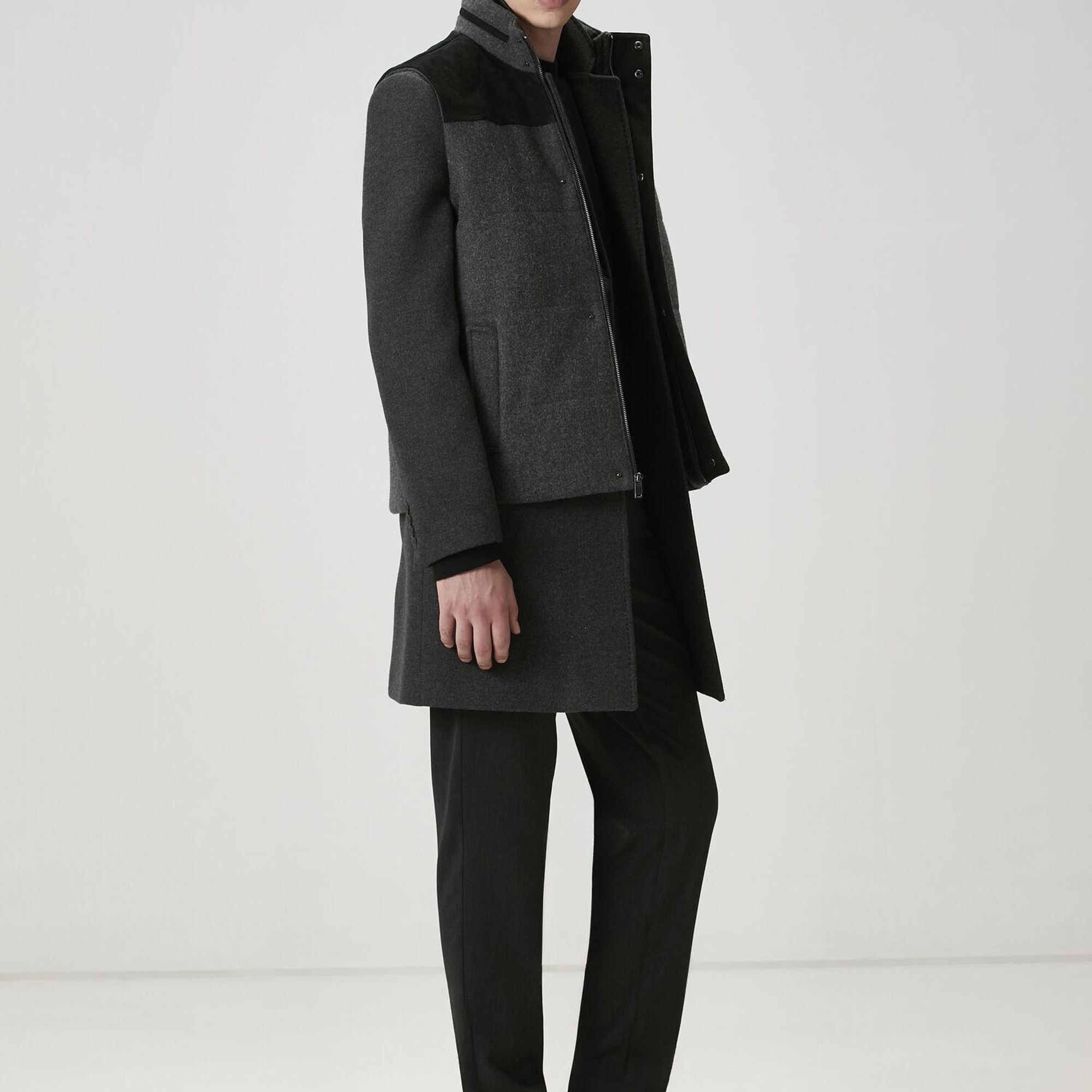 Beymen Club Erkek Antrasit İtalyan Yün Kaşe Palto