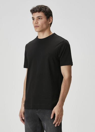 Beymen Club Erkek Siyah Logo Detaylı Jersey T-shirt