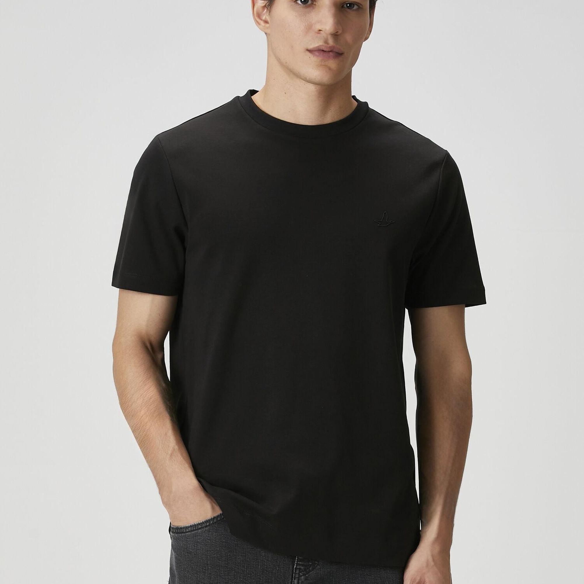 Beymen Club Erkek Siyah Logo Detaylı Jersey T-shirt