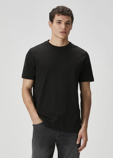  Beymen Club Erkek Siyah Logo Detaylı Jersey T-shirt