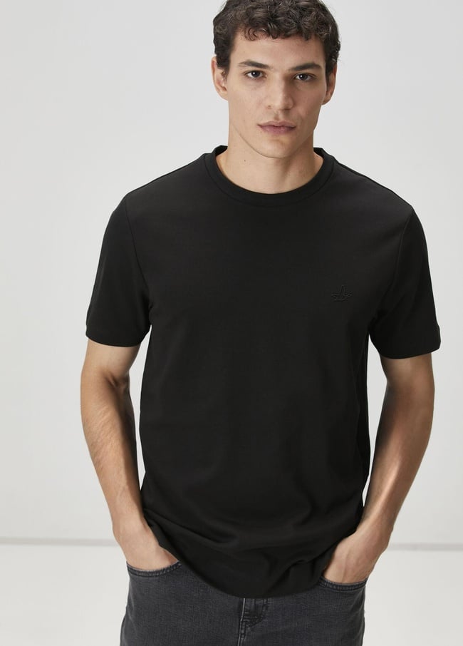  Beymen Club Erkek Siyah Logo Detaylı Jersey T-shirt