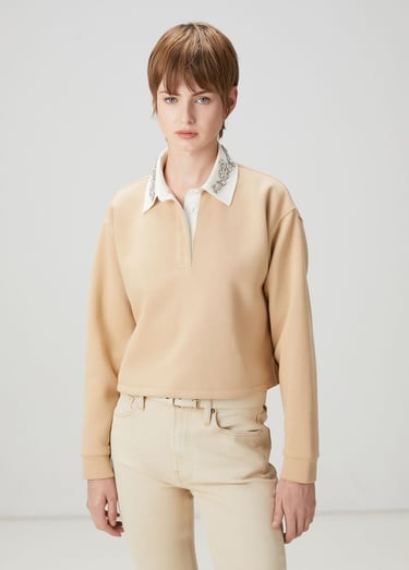  Beymen Club Kadın Bej Taş Detaylı Sweatshirt