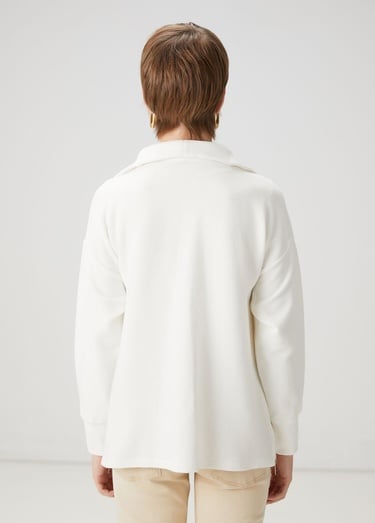  Beymen Club Kadın Kırık Beyaz Fermuarlı Sweatshirt