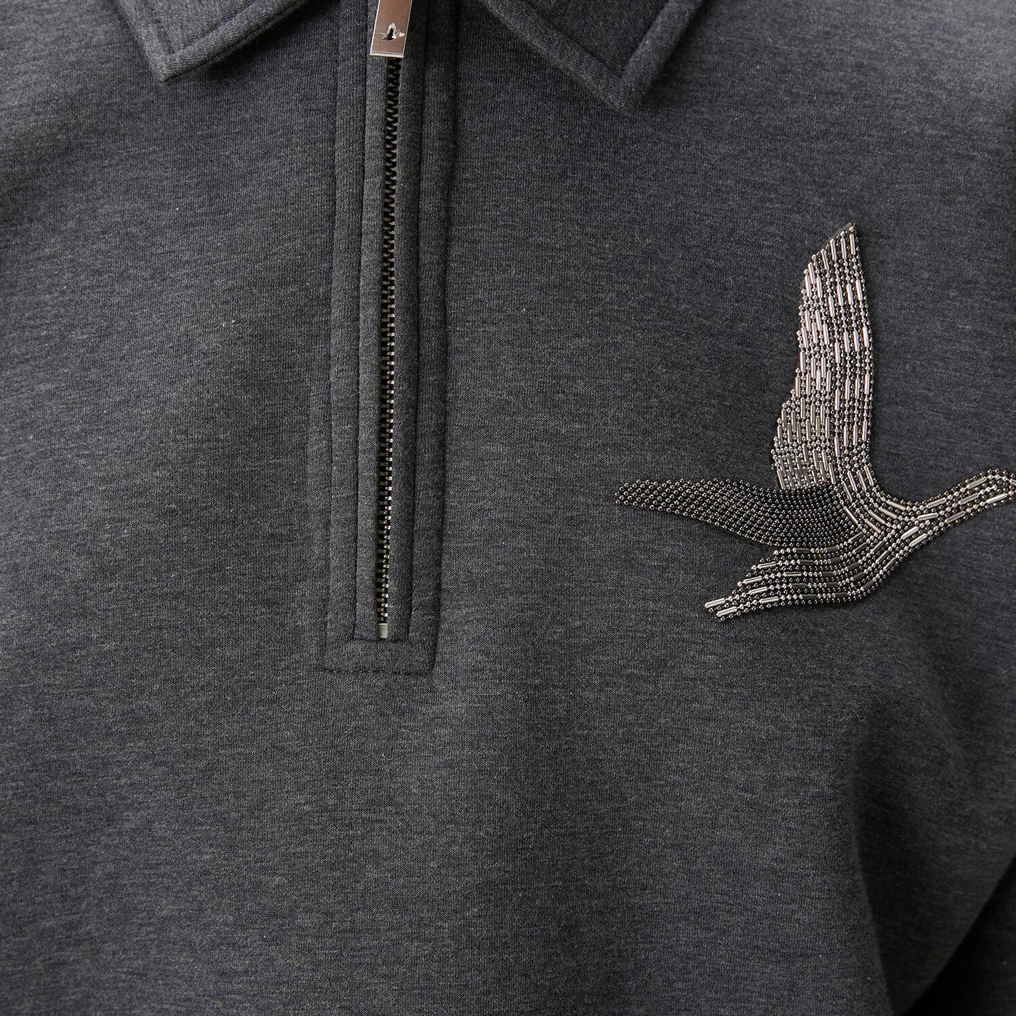 Beymen Club Kadın Koyu Gri Fermuarlı Polo Sweatshirt