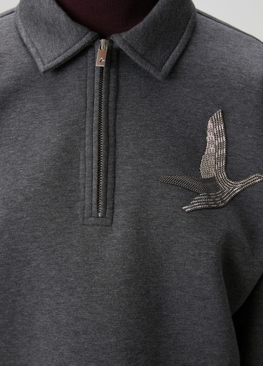  Beymen Club Kadın Koyu Gri Fermuarlı Polo Sweatshirt