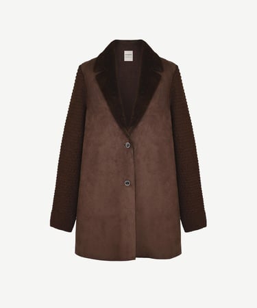  YARGICI Kürk Detaylı Triko Pardösü