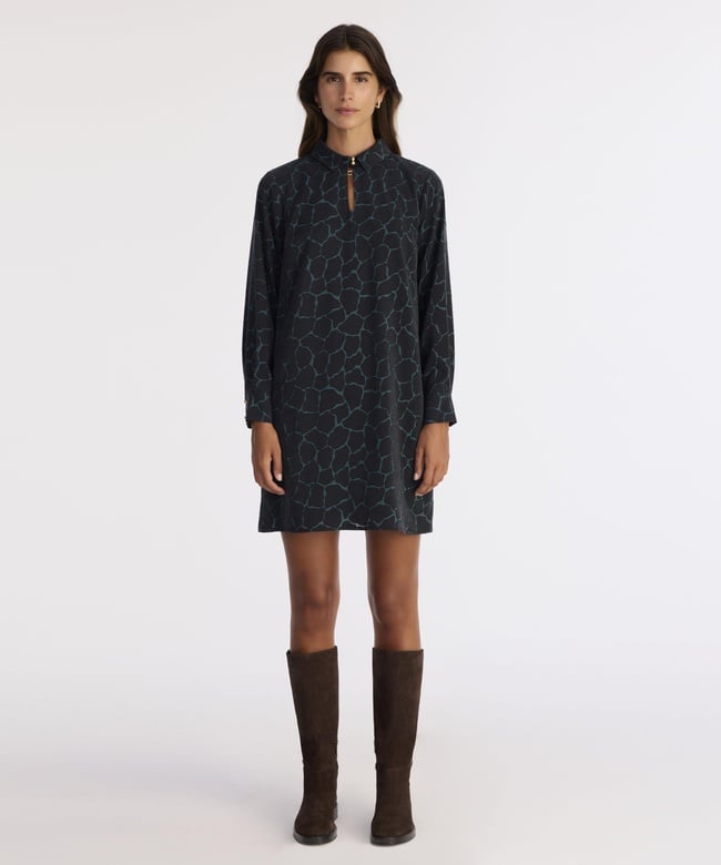  YARGICI A Form Gömlek Yaka Uzun Kol Elbise