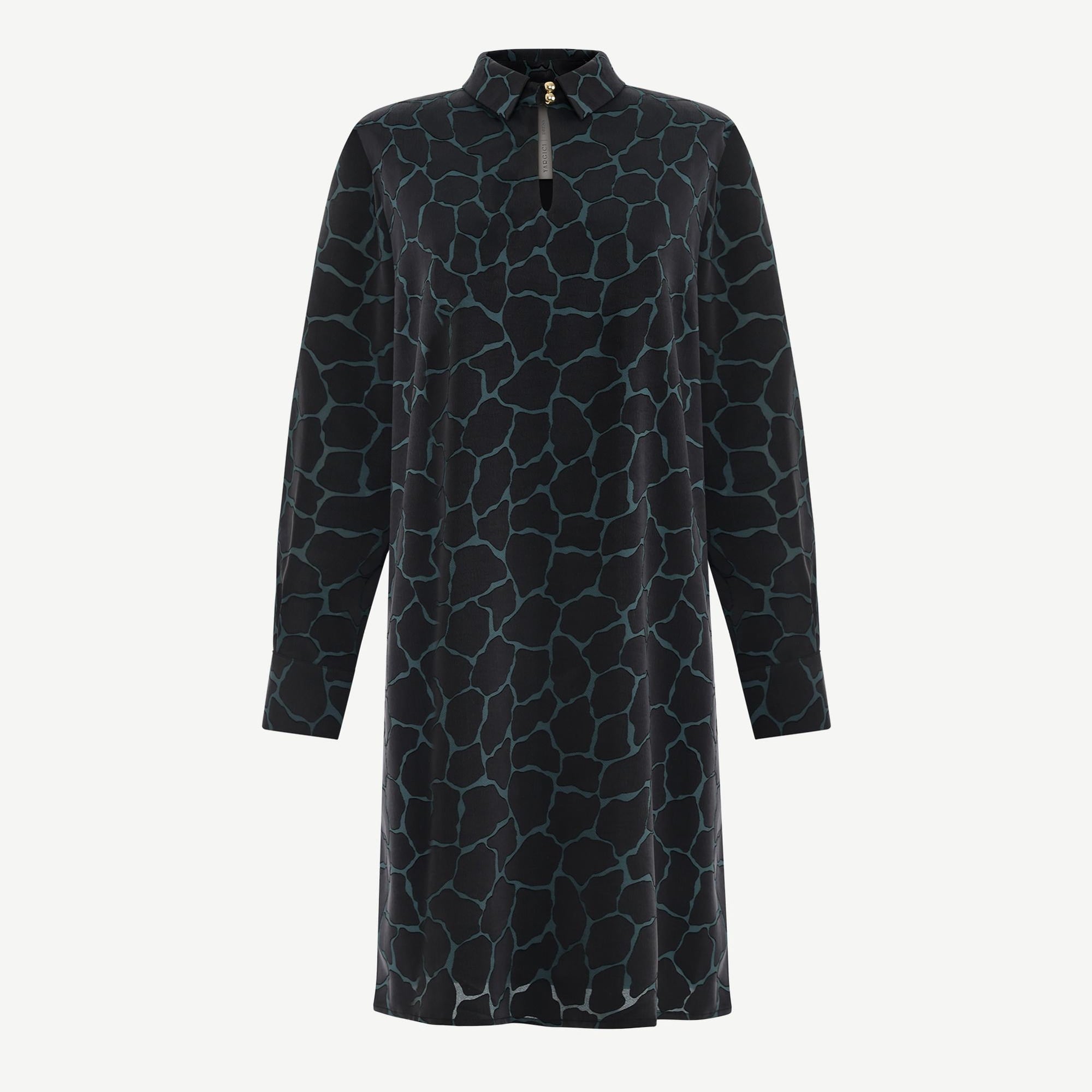 YARGICI A Form Gömlek Yaka Uzun Kol Elbise