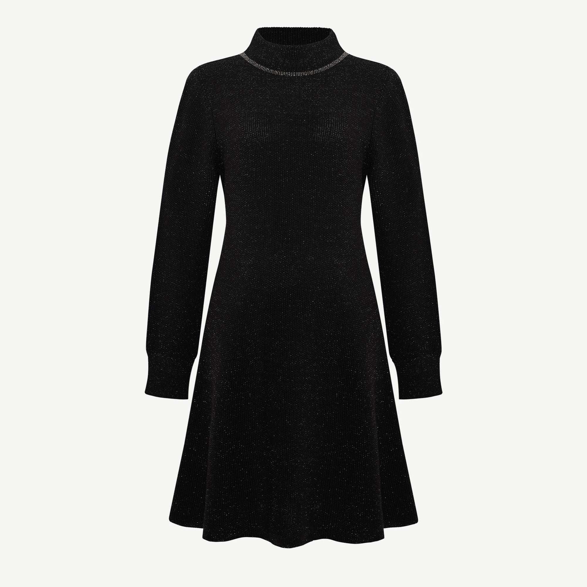 YARGICI A Form Kayık Yaka Uzun Kol Elbise