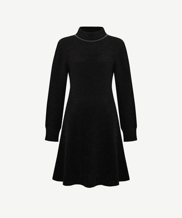  YARGICI A Form Kayık Yaka Uzun Kol Elbise