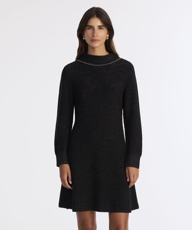  YARGICI A Form Kayık Yaka Uzun Kol Elbise