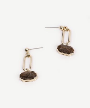  YARGICI Doğal Taş Detaylı Sallantılı Küpe