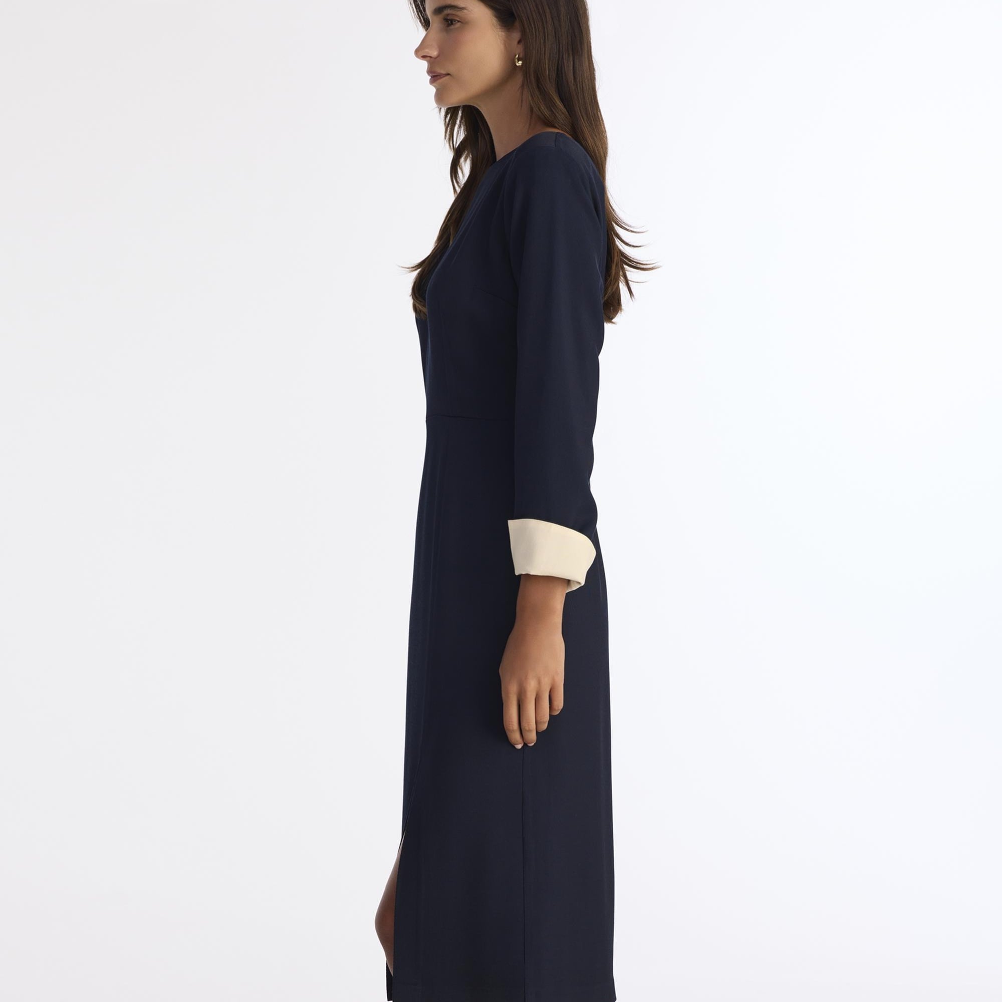 YARGICI Düz Bisiklet Yaka Uzun Kol Elbise