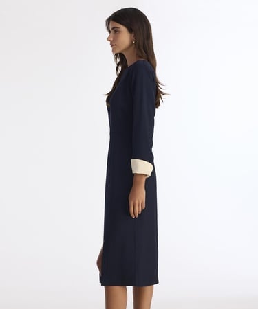  YARGICI Düz Bisiklet Yaka Uzun Kol Elbise