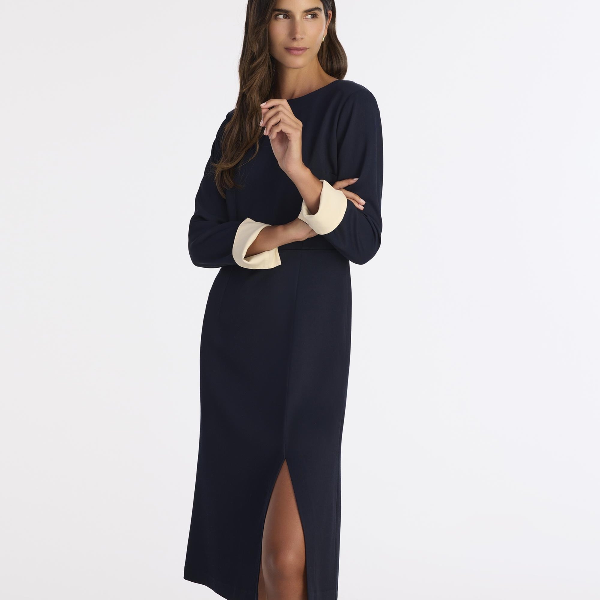 YARGICI Düz Bisiklet Yaka Uzun Kol Elbise