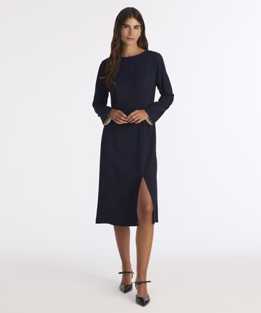  YARGICI Düz Bisiklet Yaka Uzun Kol Elbise