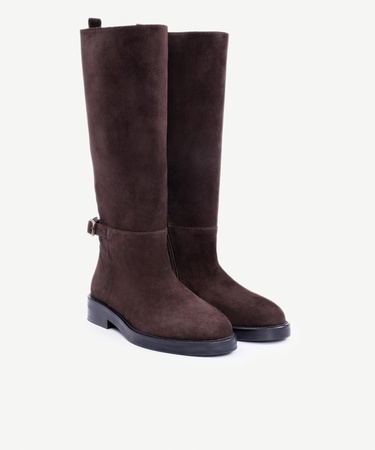  YARGICI Bilekte Atkı Detaylı Deri Çizme