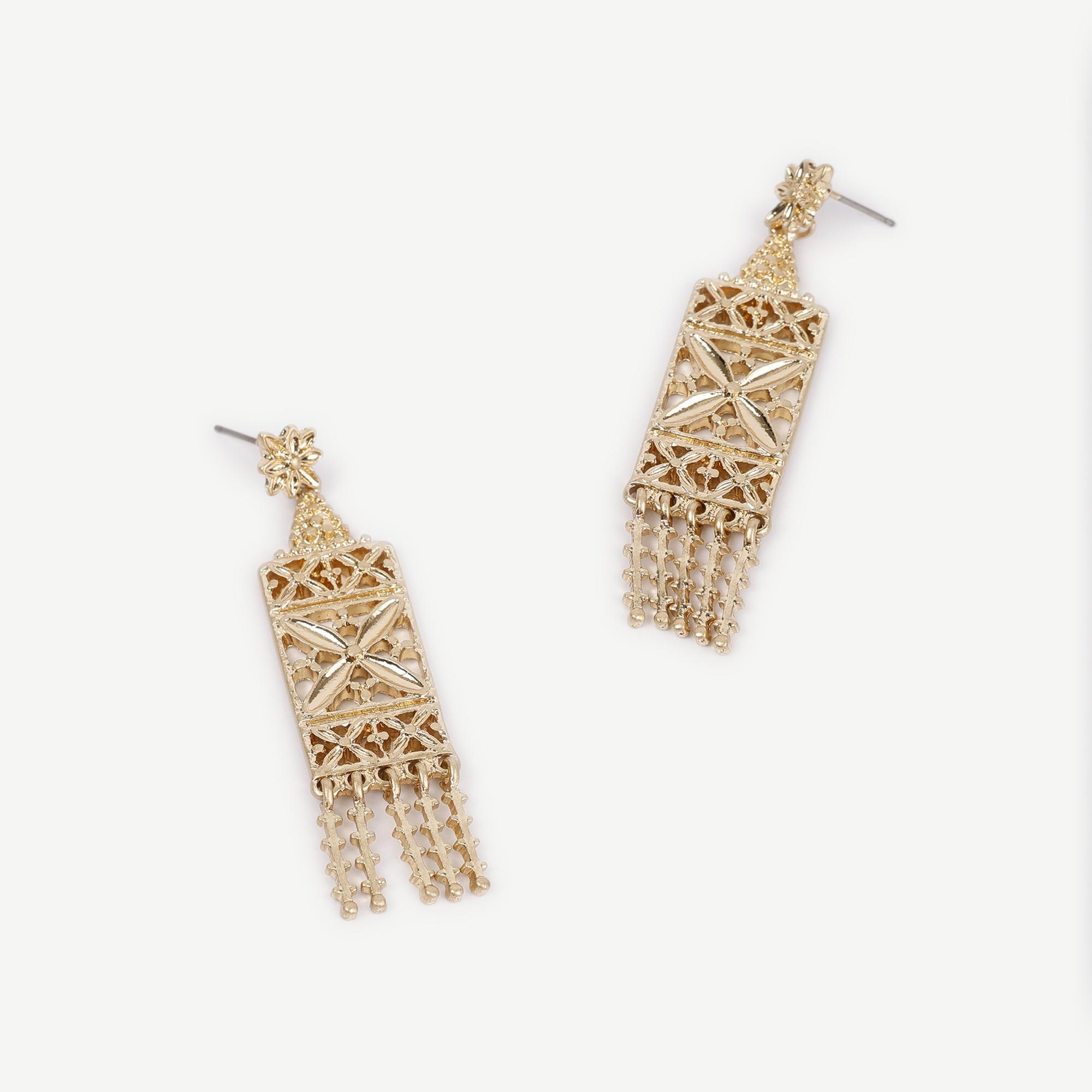 YARGICI Uzun Sallantılı Gold Küpe