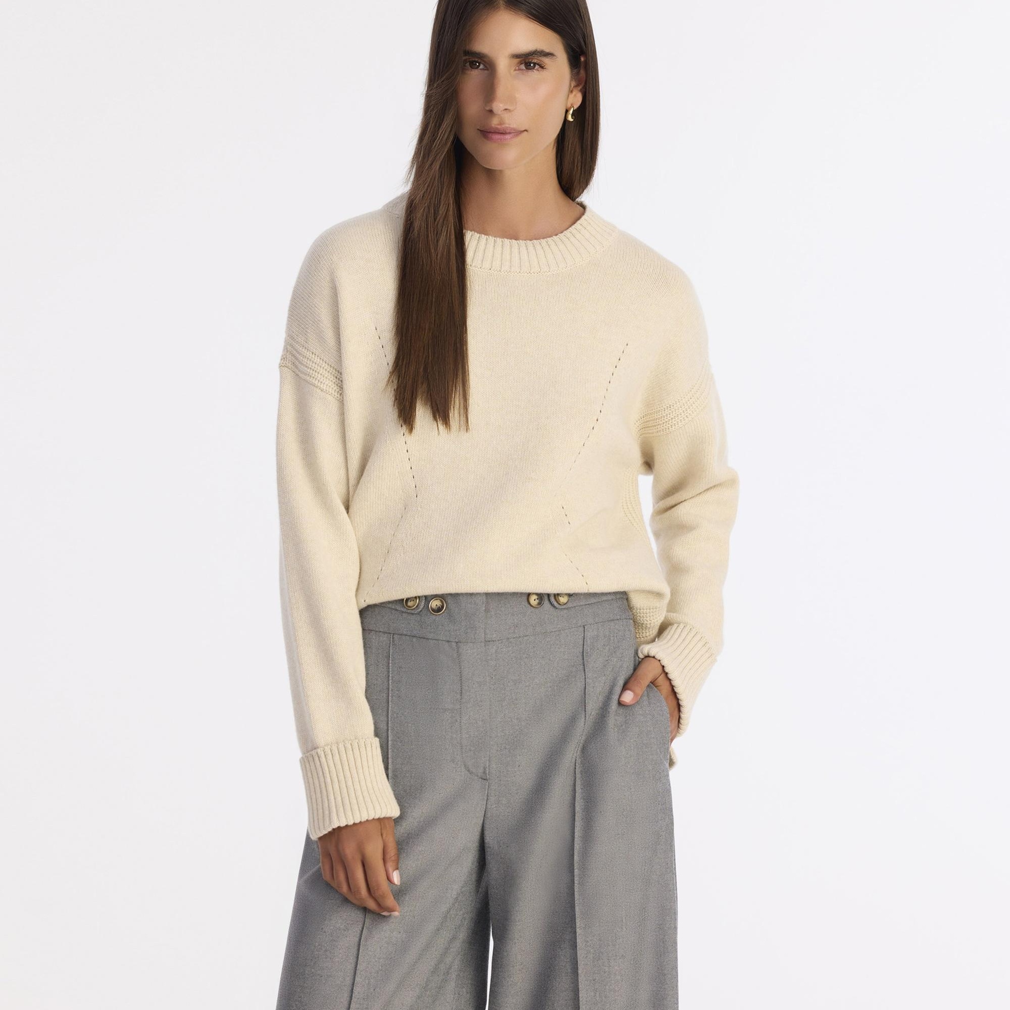 YARGICI Yün Kaşmir Geniş Bisiklet Yaka Uzun Kol Kazak