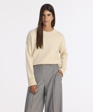  YARGICI Yün Kaşmir Geniş Bisiklet Yaka Uzun Kol Kazak