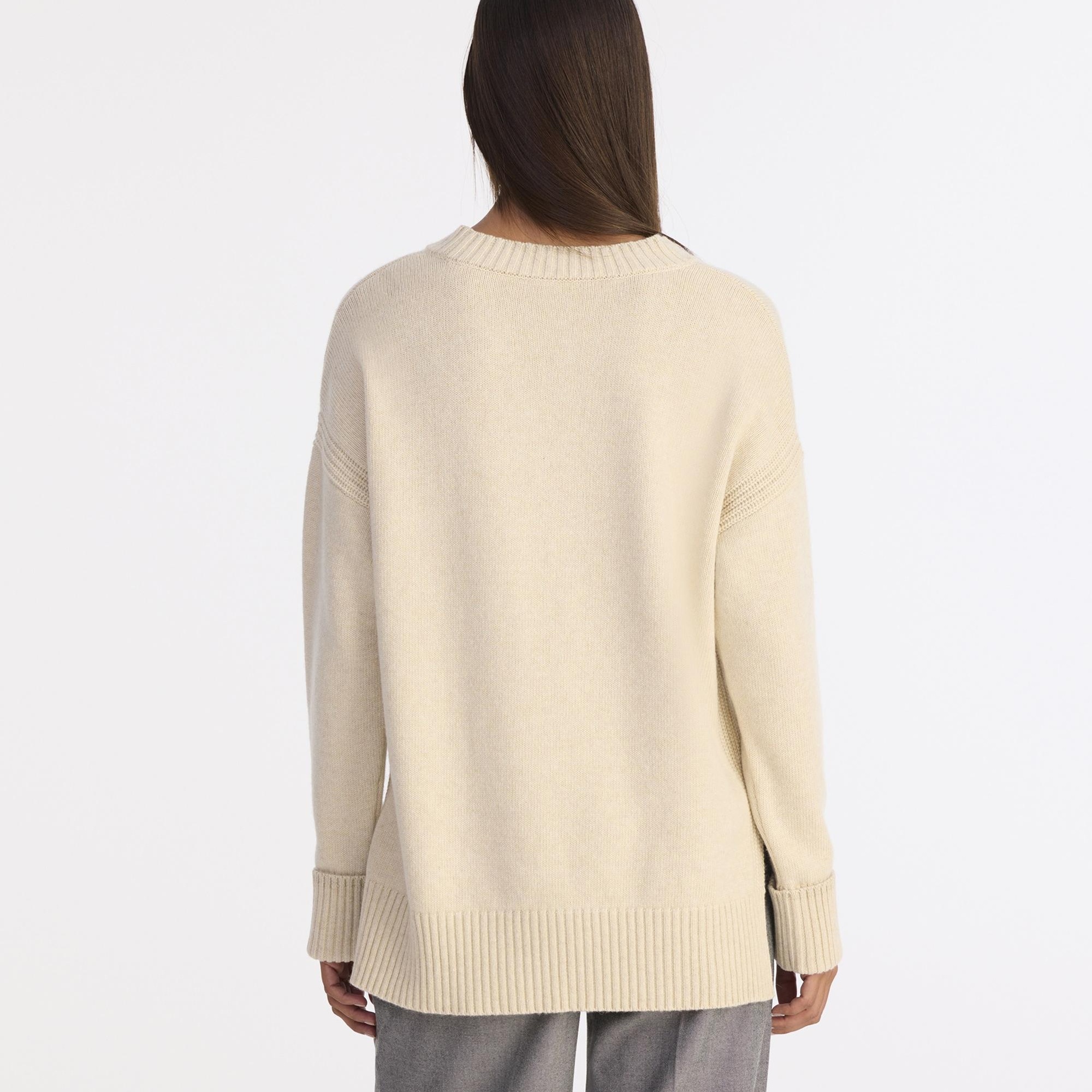 YARGICI Yün Kaşmir Geniş Bisiklet Yaka Uzun Kol Kazak