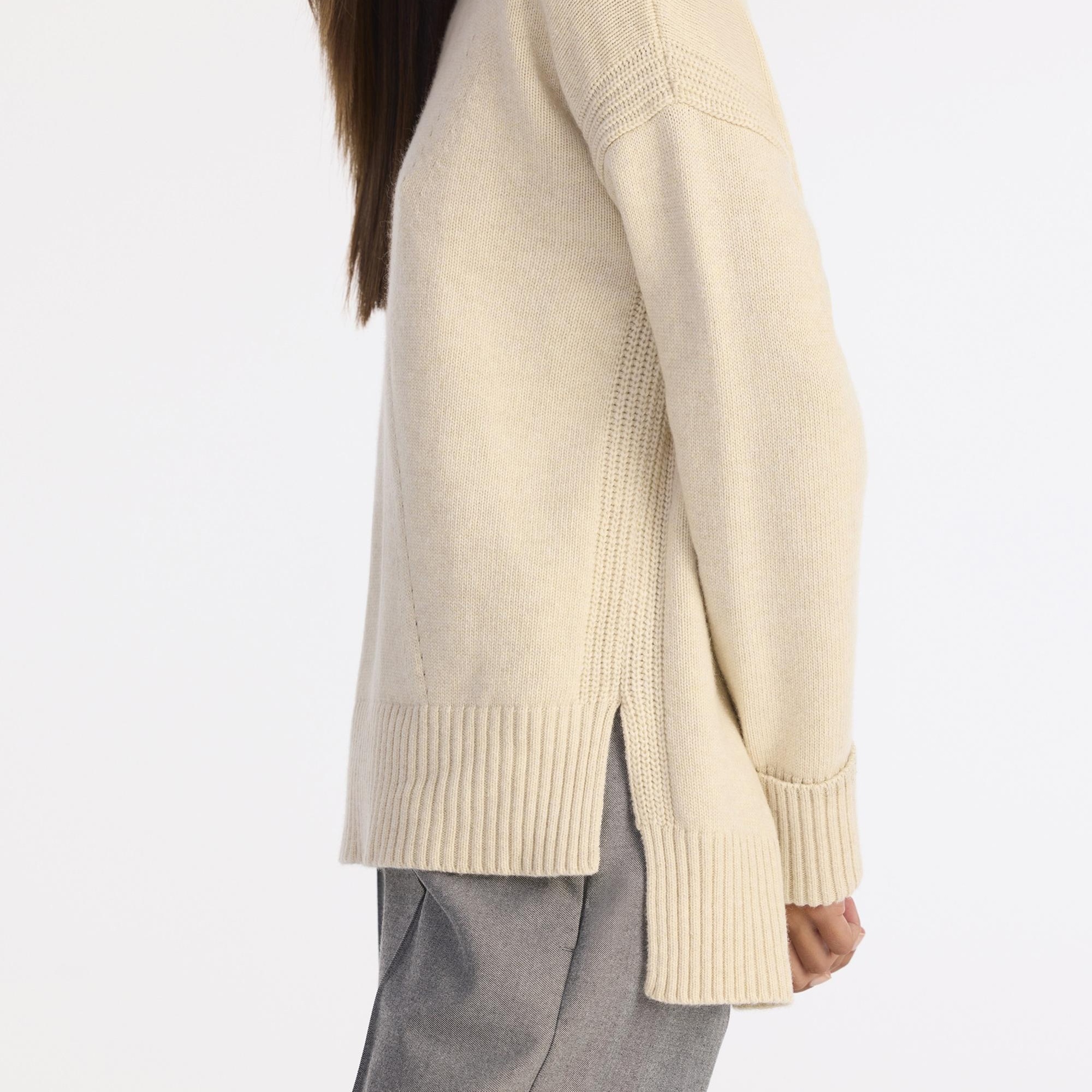 YARGICI Yün Kaşmir Geniş Bisiklet Yaka Uzun Kol Kazak