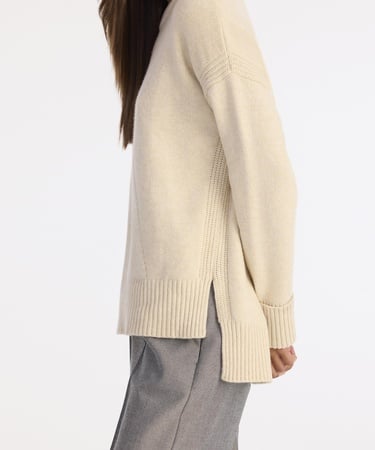  YARGICI Yün Kaşmir Geniş Bisiklet Yaka Uzun Kol Kazak