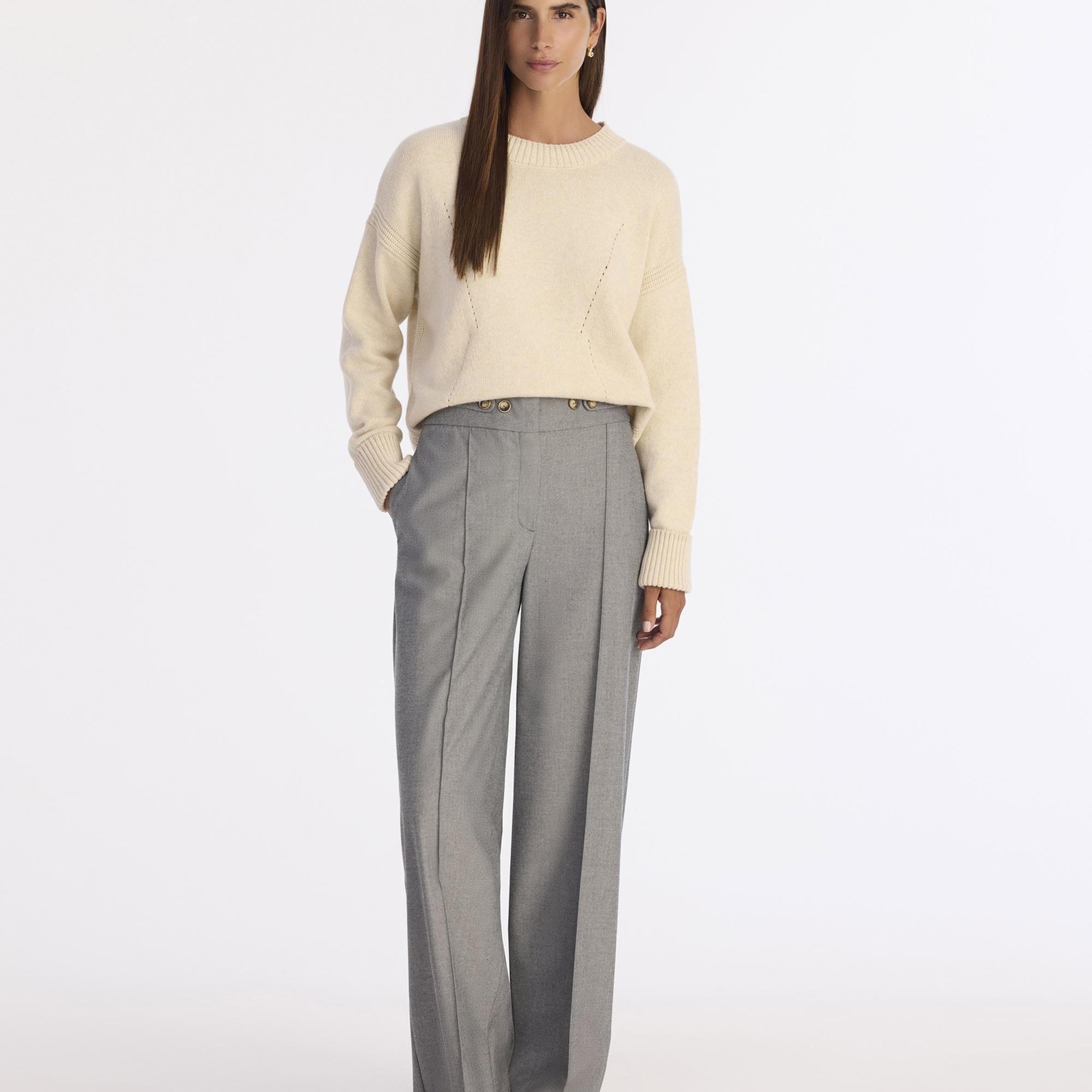 YARGICI Yün Kaşmir Geniş Bisiklet Yaka Uzun Kol Kazak