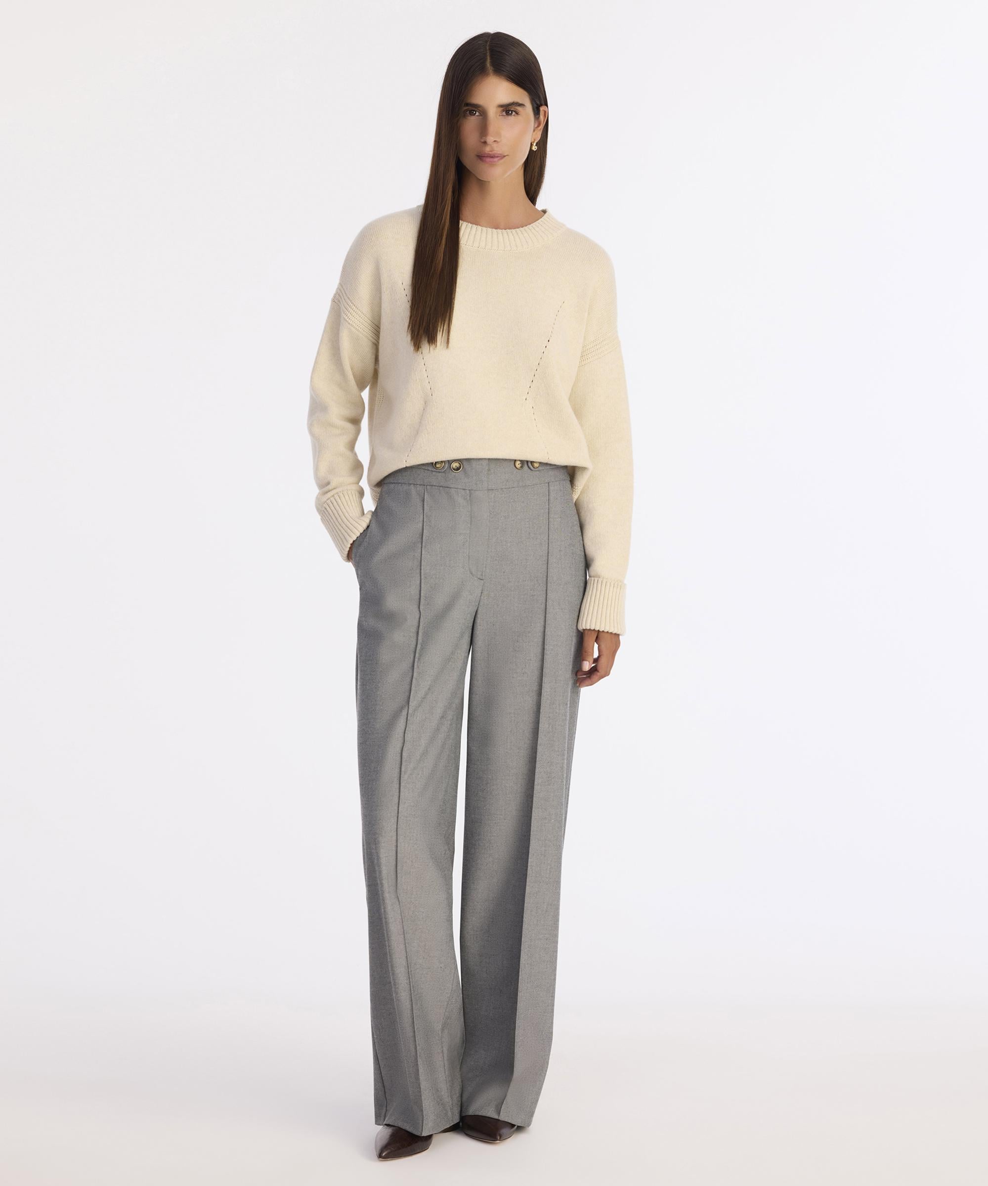  YARGICI Yün Kaşmir Geniş Bisiklet Yaka Uzun Kol Kazak