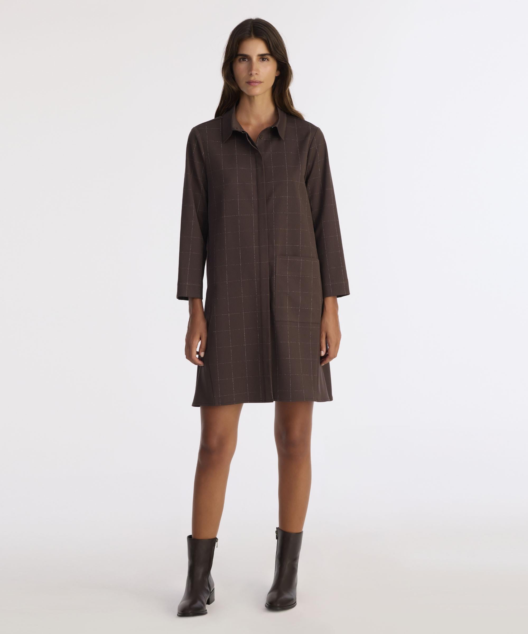  YARGICI A Form Gömlek Yaka Uzun Kol Elbise