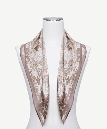  YARGICI Çiçek Desenli İpek Fular