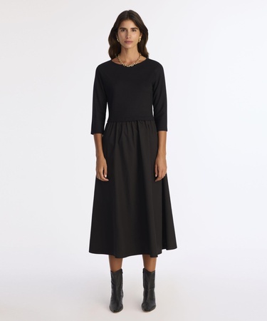  YARGICI Bol Bisiklet Yaka 3/4 Kol Elbise