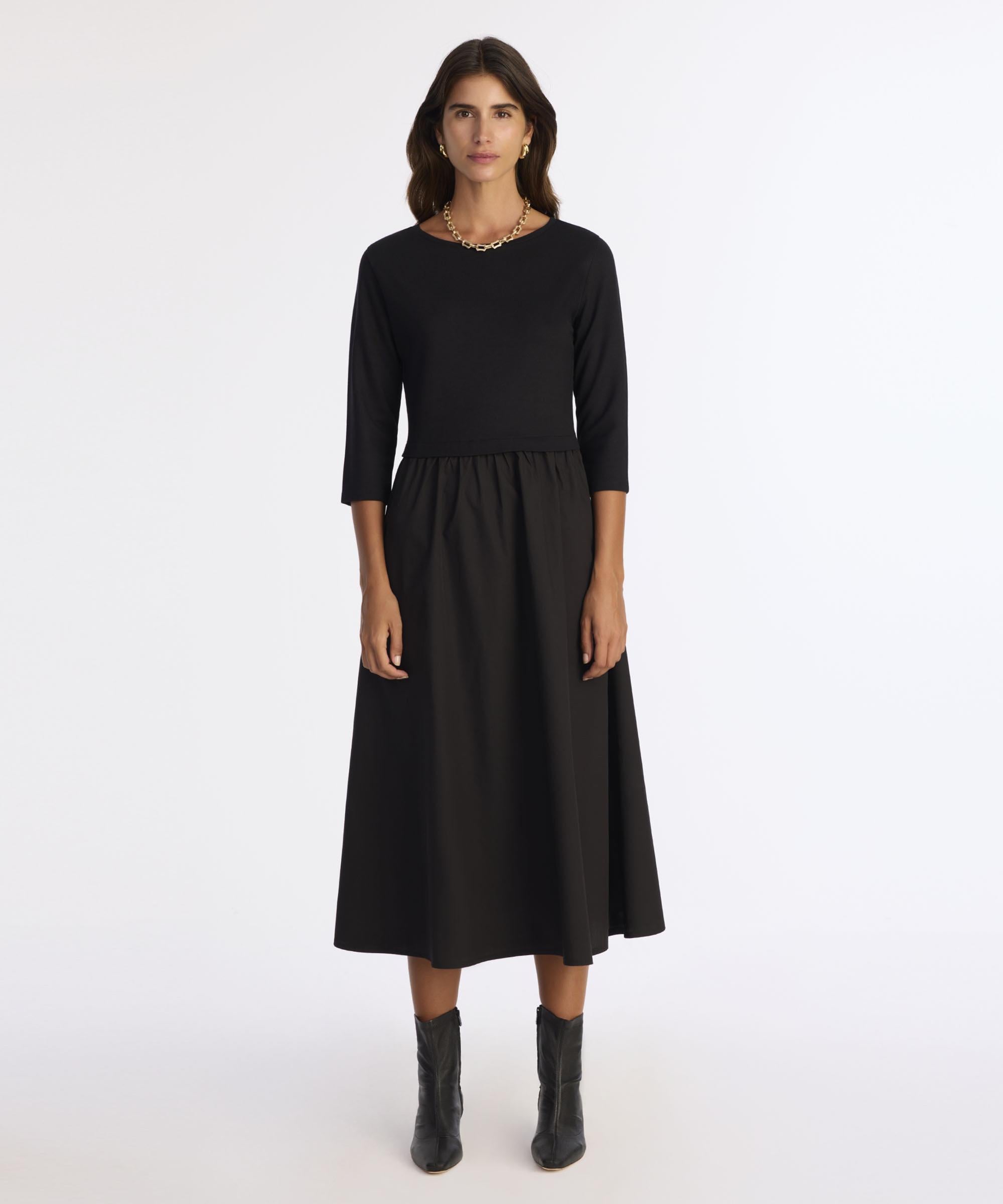  YARGICI Bol Bisiklet Yaka 3/4 Kol Elbise