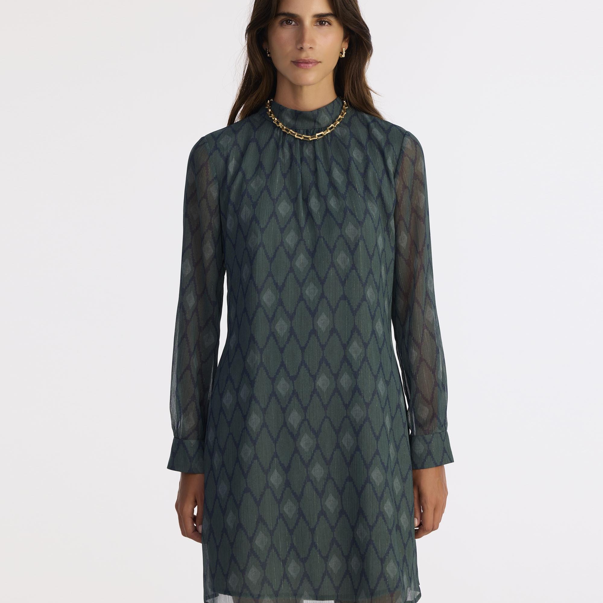 YARGICI Bol Yarım Balıkçı Yaka Uzun Kol Elbise