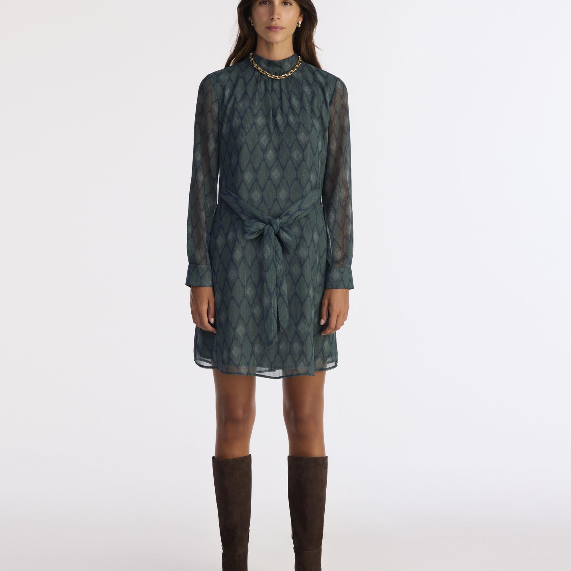 YARGICI Bol Yarım Balıkçı Yaka Uzun Kol Elbise