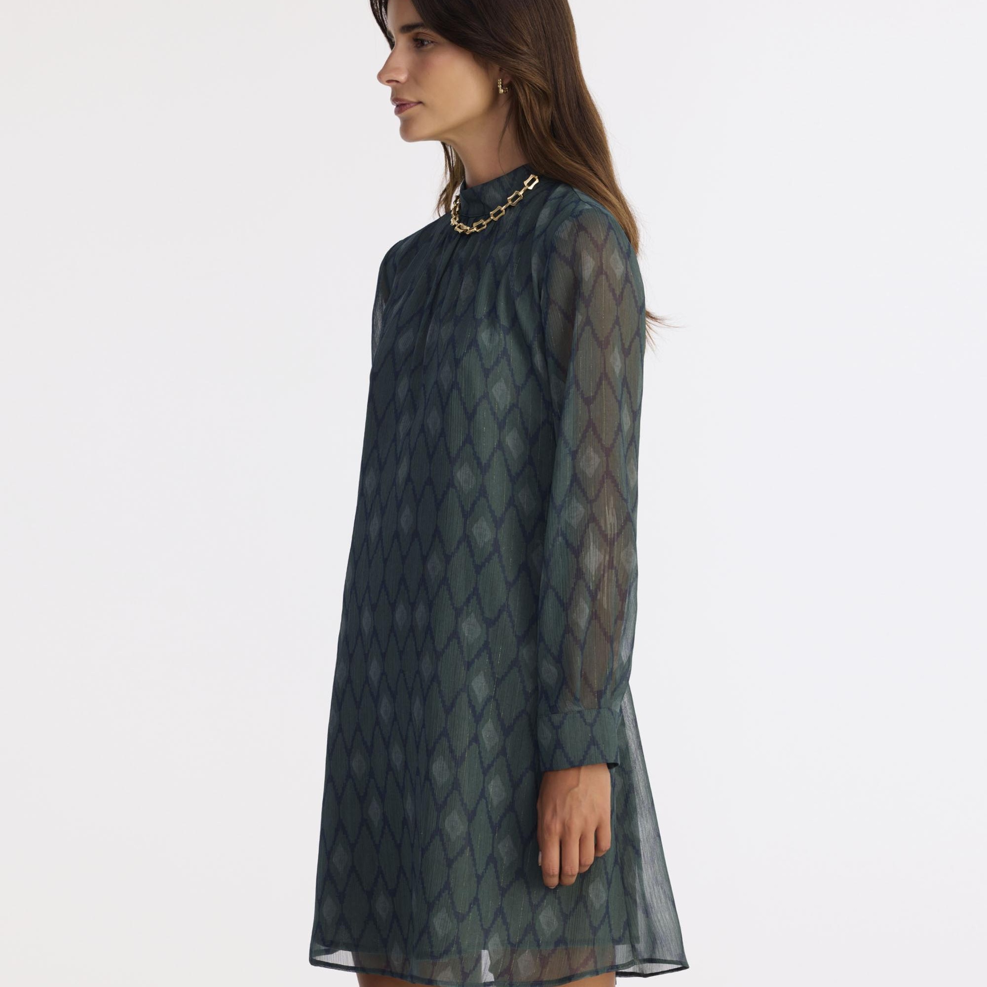 YARGICI Bol Yarım Balıkçı Yaka Uzun Kol Elbise