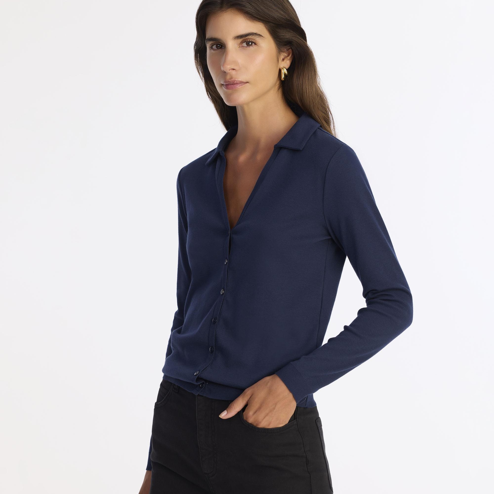 YARGICI Yaka Detaylı Uzun Kollu Hırka