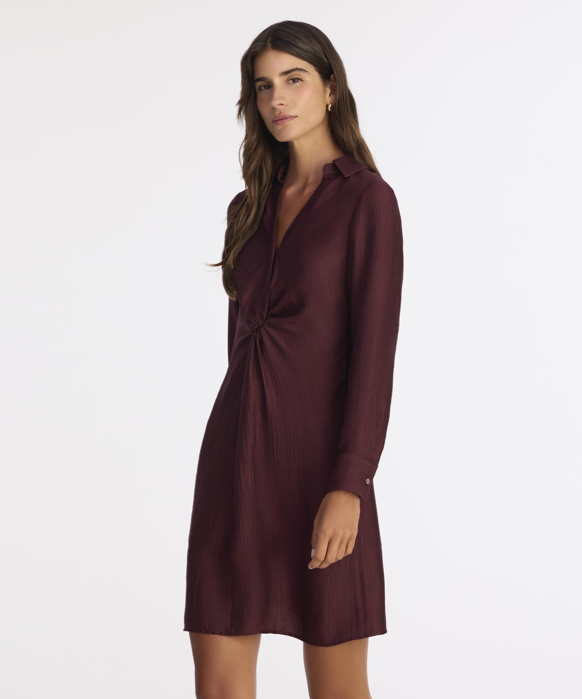 YARGICI Düz V Yaka Uzun Kol Elbise