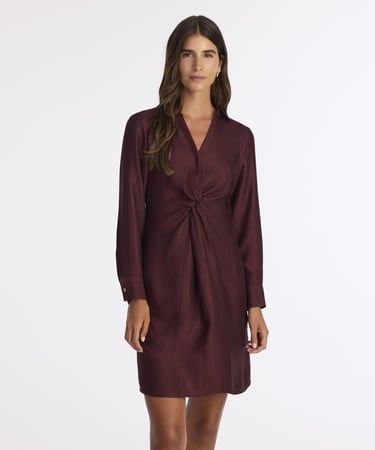  YARGICI Düz V Yaka Uzun Kol Elbise