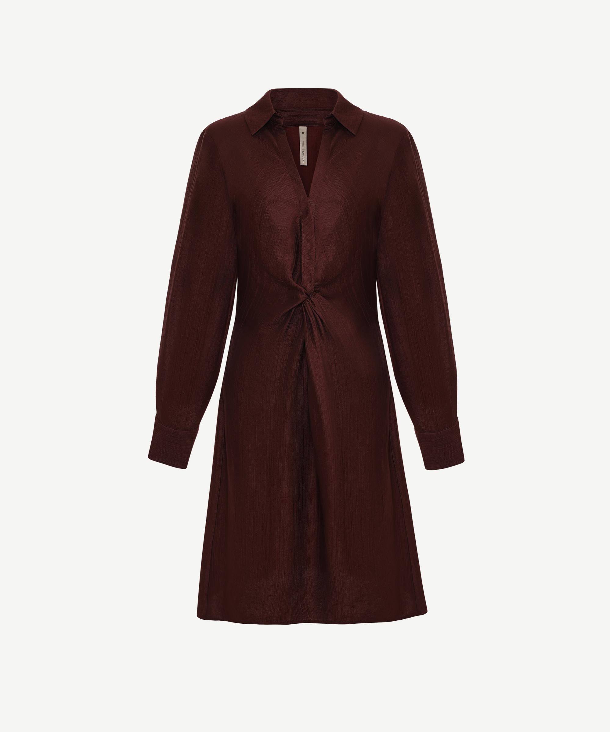 YARGICI Düz V Yaka Uzun Kol Elbise