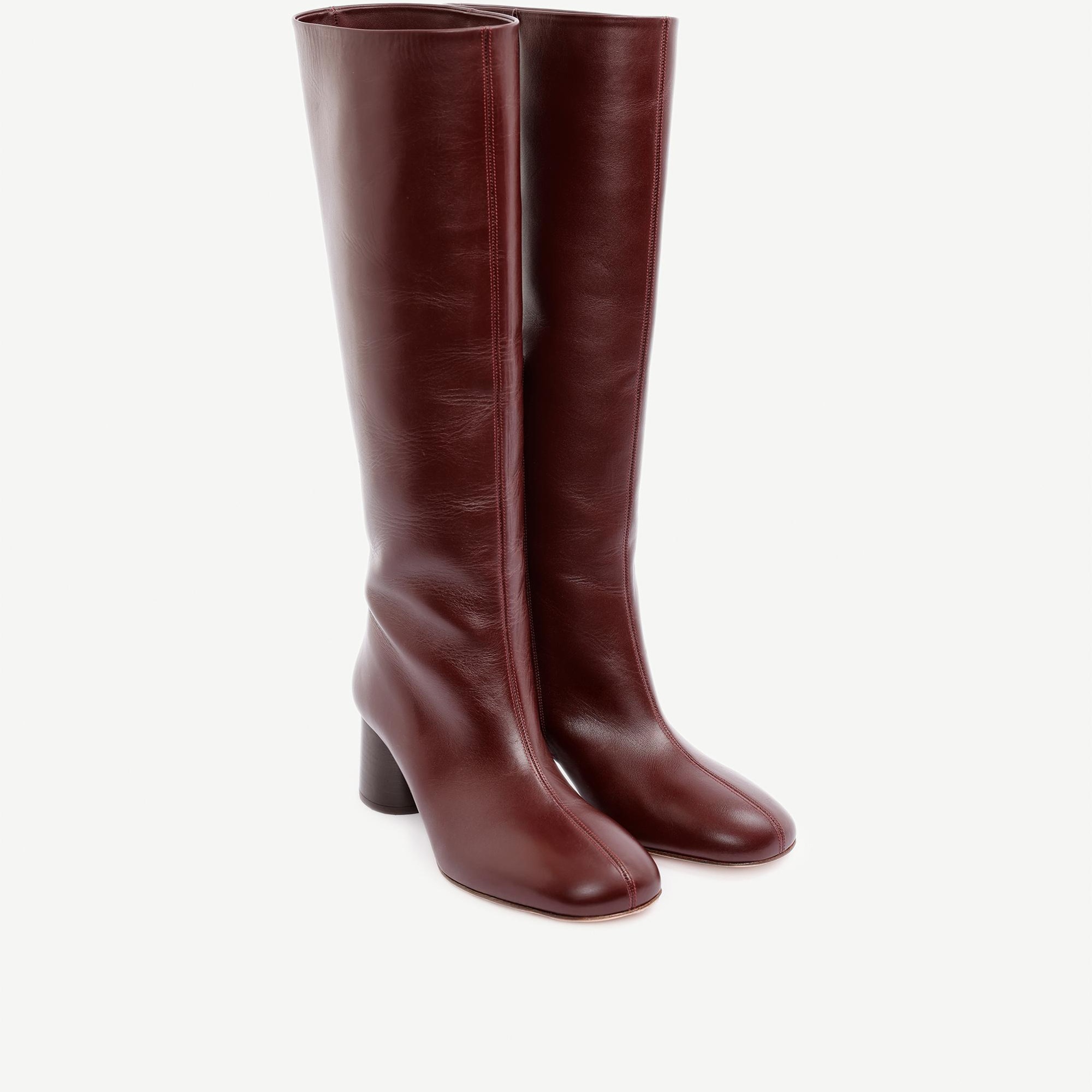 YARGICI Silindir Topuk Detaylı Deri Çizme