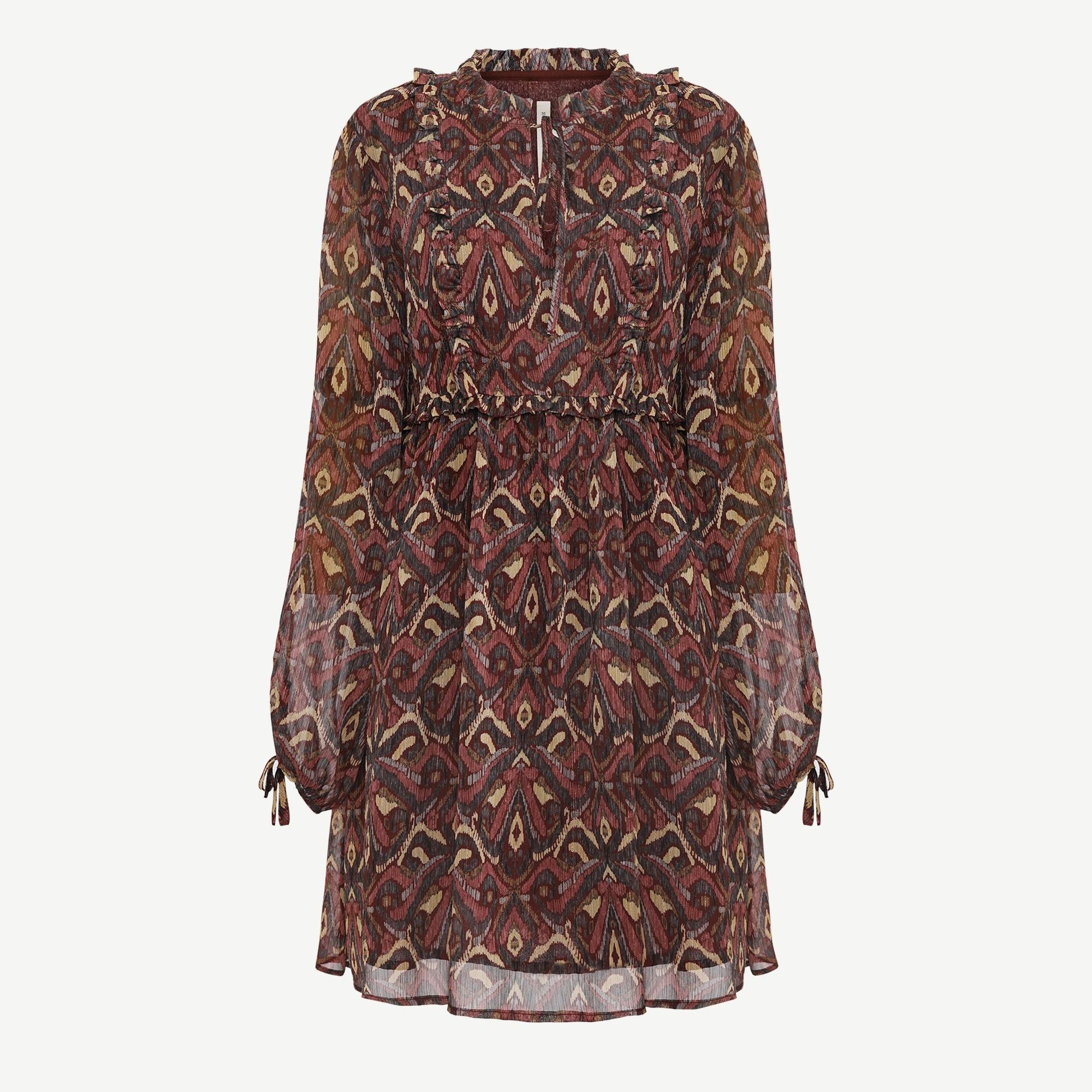 YARGICI Bol Boyundan Bağlamalı Uzun Kol Elbise