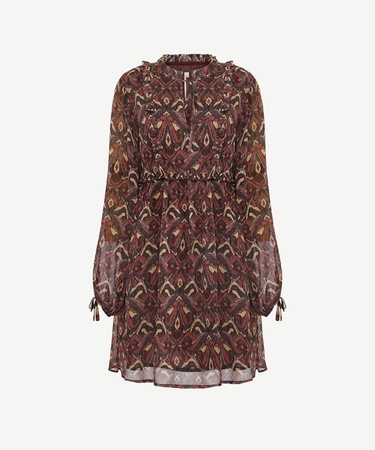  YARGICI Bol Boyundan Bağlamalı Uzun Kol Elbise